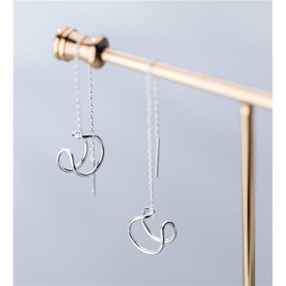 925 Sterling Silver Cuff Earrings Threader Chain for Women Crawler Earrings Wrap - Picture 3 of 7